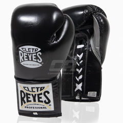Boxhandschuhe Cleto Reyes Professionelle CB2 Schwarz-Silber mit Schnürung