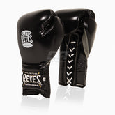 Boxhandschuhe Cleto Reyes Traditional Training CE4 Schwarz-Silber mit Schnürsenkel