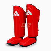 Schienbeinschoner mit Trittfläche Adidas Pro Kickboxen WAKO Rot-weiß