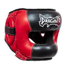 DragonDo 11751-L face protection. Leather kickboxing, Muay Thai helmet