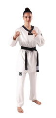 Taekwondo uniform Kyorugi black lapel - WT approved