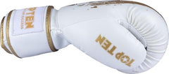 TOP TEN Boxhandschuhe Power Ink Golden Star – Kickbox- & Boxhandschuhe mit Arch-Daumenschutz – Hochwertiger Formschaum für Sparring & Training – Kunstleder, Weiss – Gold, Gold - Schwarz (10oz - 16oz)