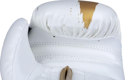 TOP TEN Boxhandschuhe Power Ink Golden Star – Kickbox- & Boxhandschuhe mit Arch-Daumenschutz – Hochwertiger Formschaum für Sparring & Training – Kunstleder, Weiss – Gold, Gold - Schwarz (10oz - 16oz)