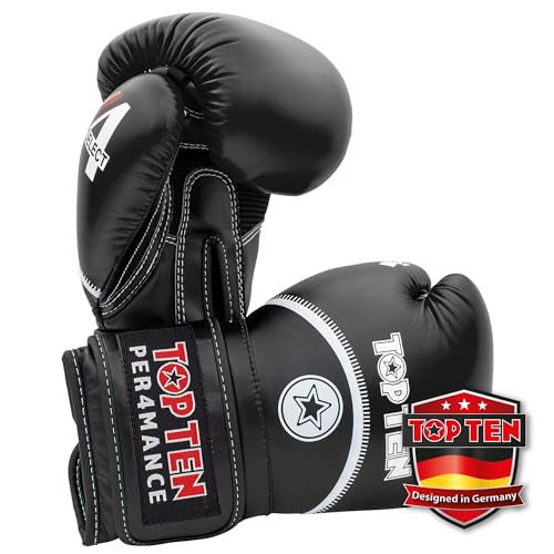 TOP TEN Boxhandschuhe Männer & Frauen 4select – Professionelle Kunstleder-Box Handschuhe Männer | Innovative 4-Schicht IMF-Polsterung für maximalen Schutz & Dämpfung