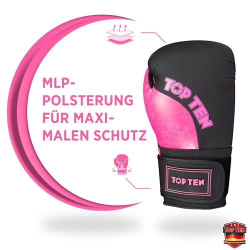 TOP TEN Boxhandschuhe Männer & Frauen Dragon – Hochwertige Box-Handschuhe für Training & Sparring, MLP-Mehrschichtpolsterung & Daumenschutz, strapazierfähiges Kunstleder, 10oz, 12oz, 14oz, 16 oz