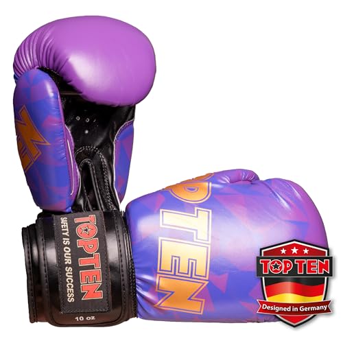 TOP TEN Boxhandschuhe Männer & Frauen Prism – Professionelle Box Handschuhe Herren mit dämpfendem PPS-Foam Padding für maximalen Schutz & Dämpfung – Premium Ausrüstung für Boxen 8oz, 10oz, 12oz