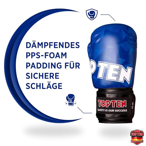 TOP TEN Boxhandschuhe Männer & Frauen Prism – Professionelle Box Handschuhe Herren mit dämpfendem PPS-Foam Padding für maximalen Schutz & Dämpfung – Premium Ausrüstung für Boxen 8oz, 10oz, 12oz