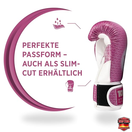 TOP TEN Boxhandschuhe Superior - Ideal für Kinder, Jugendliche & Erwachsene - Stylische Profi-Optik & Maximaler Schutz - PPS-Dämpfung für kleine Hände – 10oz 12 oz