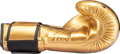 TOP TEN Boxhandschuhe Power Ink Golden Star – Kickbox- & Boxhandschuhe mit Arch-Daumenschutz – Hochwertiger Formschaum für Sparring & Training – Kunstleder, Weiss – Gold, Gold - Schwarz (10oz - 16oz)