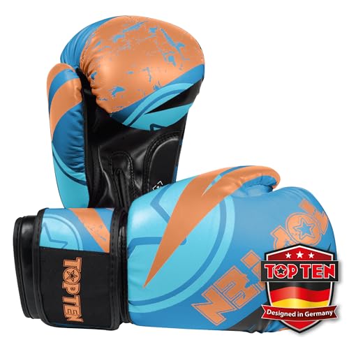 TOP TEN Boxhandschuhe Männer & Frauen Urban Arts – Professionelle Kickbox Handschuhe Herren mit Ergonomischem PPS-Schaumstoff, Stabiler Klettverschluss & Daumenfixierung - 10oz, 12oz, 14oz, 16oz