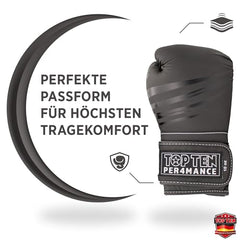 TOP TEN Boxhandschuhe Männer & Frauen 4select – Professionelle Kunstleder-Box Handschuhe Männer | Innovative 4-Schicht IMF-Polsterung für maximalen Schutz & Dämpfung