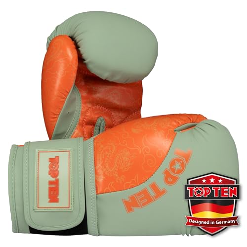 TOP TEN Boxhandschuhe Männer & Frauen Dragon – Hochwertige Box-Handschuhe für Training & Sparring, MLP-Mehrschichtpolsterung & Daumenschutz, strapazierfähiges Kunstleder, 10oz, 12oz, 14oz, 16 oz