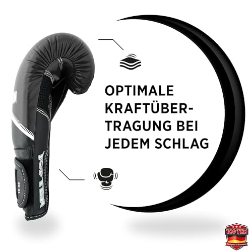 TOP TEN Boxhandschuhe Männer & Frauen 4select – Professionelle Kunstleder-Box Handschuhe Männer | Innovative 4-Schicht IMF-Polsterung für maximalen Schutz & Dämpfung