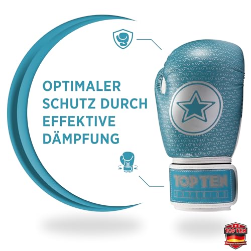 TOP TEN Boxhandschuhe Superior - Ideal für Kinder, Jugendliche & Erwachsene - Stylische Profi-Optik & Maximaler Schutz - PPS-Dämpfung für kleine Hände – 10oz 12 oz