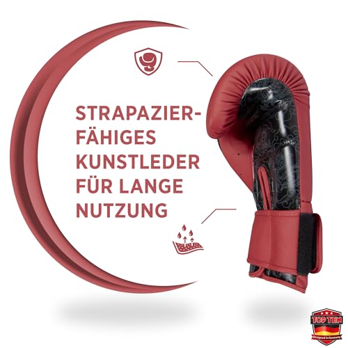 TOP TEN Boxhandschuhe Männer & Frauen Dragon – Hochwertige Box-Handschuhe für Training & Sparring, MLP-Mehrschichtpolsterung & Daumenschutz, strapazierfähiges Kunstleder, 10oz, 12oz, 14oz, 16 oz