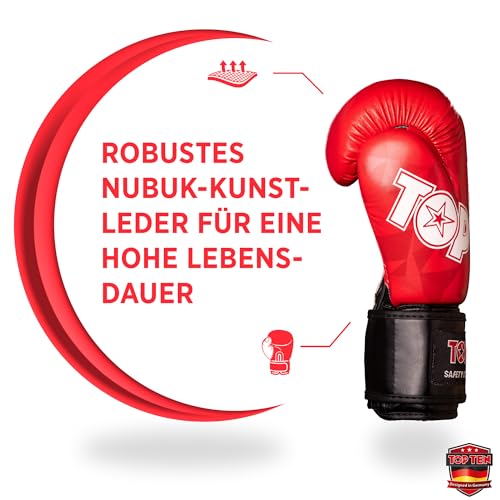 TOP TEN Boxhandschuhe Männer & Frauen Prism – Professionelle Box Handschuhe Herren mit dämpfendem PPS-Foam Padding für maximalen Schutz & Dämpfung – Premium Ausrüstung für Boxen 8oz, 10oz, 12oz