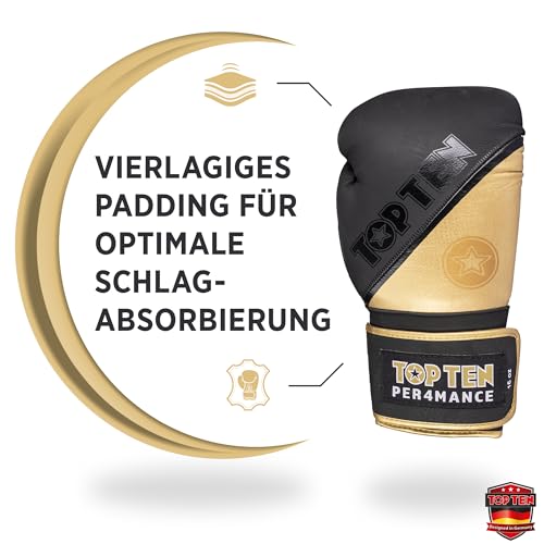 TOP TEN Boxhandschuhe 4select aus Leder | Echtleder Gloves| 10 – 16 oz