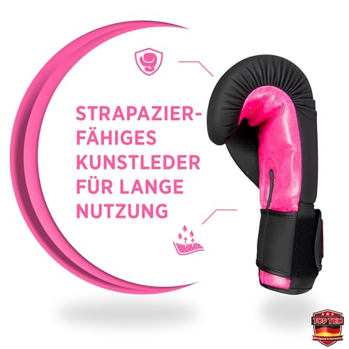 TOP TEN Boxhandschuhe Männer & Frauen Dragon – Hochwertige Box-Handschuhe für Training & Sparring, MLP-Mehrschichtpolsterung & Daumenschutz, strapazierfähiges Kunstleder, 10oz, 12oz, 14oz, 16 oz