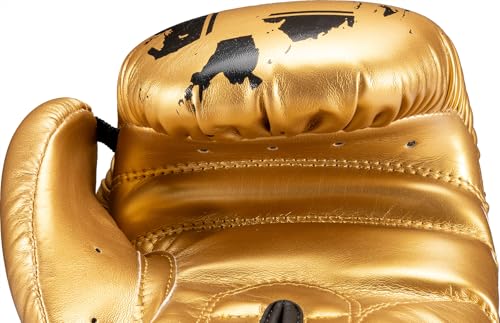 TOP TEN Boxhandschuhe Power Ink Golden Star – Kickbox- & Boxhandschuhe mit Arch-Daumenschutz – Hochwertiger Formschaum für Sparring & Training – Kunstleder, Weiss – Gold, Gold - Schwarz (10oz - 16oz)