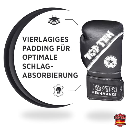 TOP TEN Boxhandschuhe 4select aus Leder | Echtleder Gloves| 10 – 16 oz