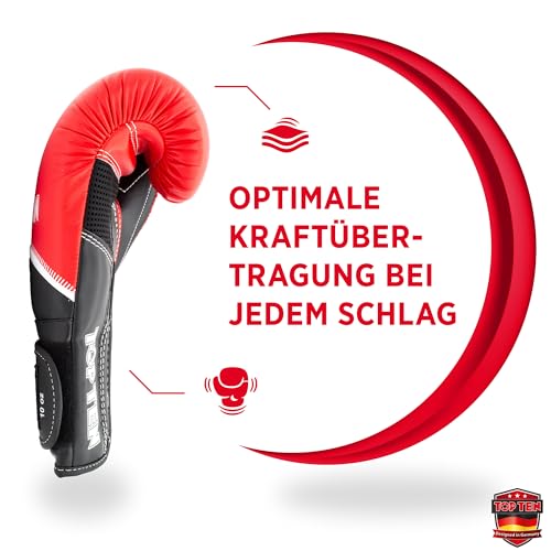 TOP TEN Boxhandschuhe Männer & Frauen 4select – Professionelle Kunstleder-Box Handschuhe Männer | Innovative 4-Schicht IMF-Polsterung für maximalen Schutz & Dämpfung