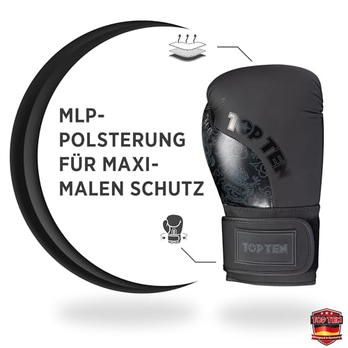TOP TEN Boxhandschuhe Männer & Frauen Dragon – Hochwertige Box-Handschuhe für Training & Sparring, MLP-Mehrschichtpolsterung & Daumenschutz, strapazierfähiges Kunstleder, 10oz, 12oz, 14oz, 16 oz
