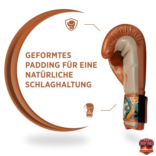 TOP TEN Boxhandschuhe Ryu del Mar – Professionelle Box Handschuhe Herren & Damen – Ergonomische Kampfhandschuhe für Training, Kickboxen & Boxing – Boxing Gloves - 10oz, 12oz, 14oz, 16oz