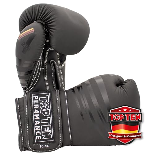 TOP TEN Boxhandschuhe Männer & Frauen 4select – Professionelle Kunstleder-Box Handschuhe Männer | Innovative 4-Schicht IMF-Polsterung für maximalen Schutz & Dämpfung