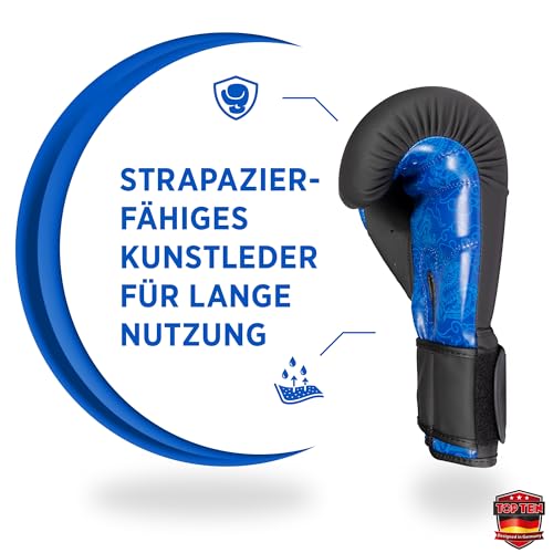 TOP TEN Boxhandschuhe Männer & Frauen Dragon – Hochwertige Box-Handschuhe für Training & Sparring, MLP-Mehrschichtpolsterung & Daumenschutz, strapazierfähiges Kunstleder, 10oz, 12oz, 14oz, 16 oz