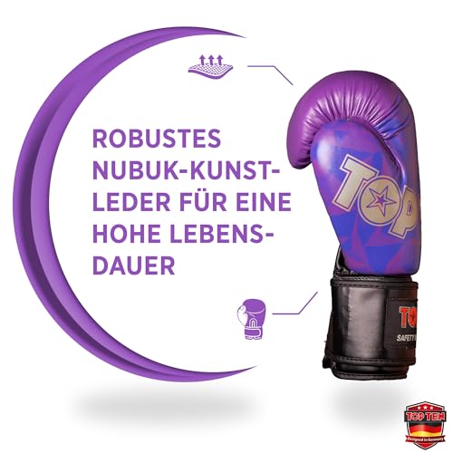 TOP TEN Boxhandschuhe Männer & Frauen Prism – Professionelle Box Handschuhe Herren mit dämpfendem PPS-Foam Padding für maximalen Schutz & Dämpfung – Premium Ausrüstung für Boxen 8oz, 10oz, 12oz