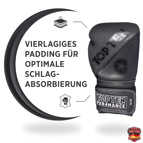 TOP TEN Boxhandschuhe 4select aus Leder | Echtleder Gloves| 10 – 16 oz