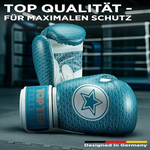 TOP TEN Boxhandschuhe Superior - Ideal für Kinder, Jugendliche & Erwachsene - Stylische Profi-Optik & Maximaler Schutz - PPS-Dämpfung für kleine Hände – 10oz 12 oz
