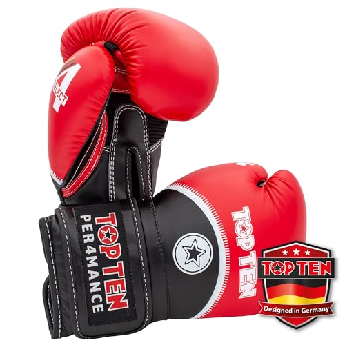TOP TEN Boxhandschuhe Männer & Frauen 4select – Professionelle Kunstleder-Box Handschuhe Männer | Innovative 4-Schicht IMF-Polsterung für maximalen Schutz & Dämpfung