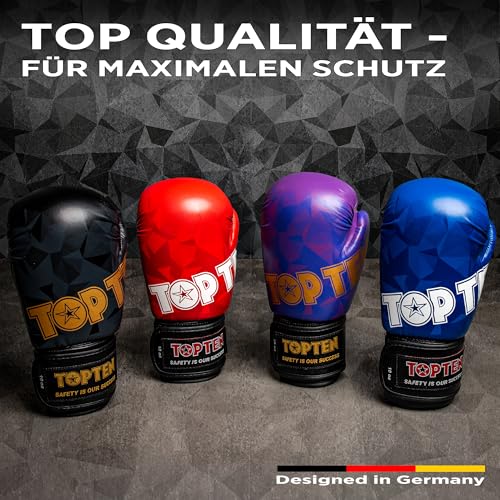 TOP TEN Boxhandschuhe Männer & Frauen Prism – Professionelle Box Handschuhe Herren mit dämpfendem PPS-Foam Padding für maximalen Schutz & Dämpfung – Premium Ausrüstung für Boxen 8oz, 10oz, 12oz