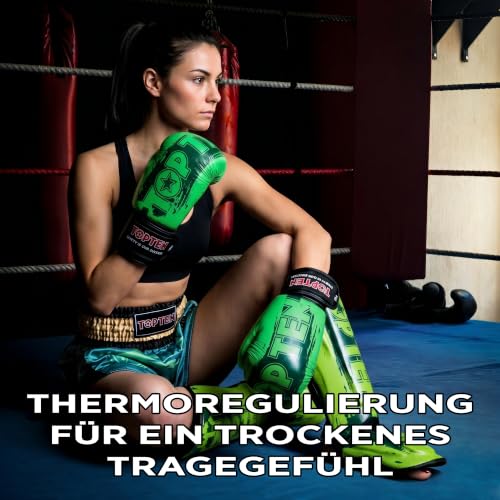 TOP TEN Boxhandschuhe Power Ink – Hybrid Echtleder & Kunstleder – Ideal für Fitnessboxen, Kickboxen, Leichtkontakt – Pro-Sicherheit mit IMF-Schaumkern, 10oz, 12oz, 14oz, 16 oz