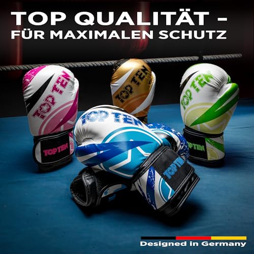 TOP TEN Boxhandschuhe Männer & Frauen Urban Arts – Professionelle Kickbox Handschuhe Herren mit Ergonomischem PPS-Schaumstoff, Stabiler Klettverschluss & Daumenfixierung - 10oz, 12oz, 14oz, 16oz