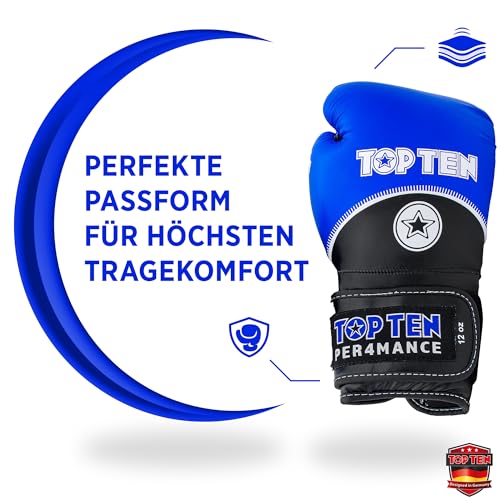 TOP TEN Boxhandschuhe Männer & Frauen 4select – Professionelle Kunstleder-Box Handschuhe Männer | Innovative 4-Schicht IMF-Polsterung für maximalen Schutz & Dämpfung