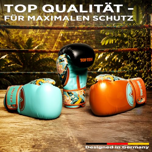 TOP TEN Boxhandschuhe Ryu del Mar – Professionelle Box Handschuhe Herren & Damen – Ergonomische Kampfhandschuhe für Training, Kickboxen & Boxing – Boxing Gloves - 10oz, 12oz, 14oz, 16oz