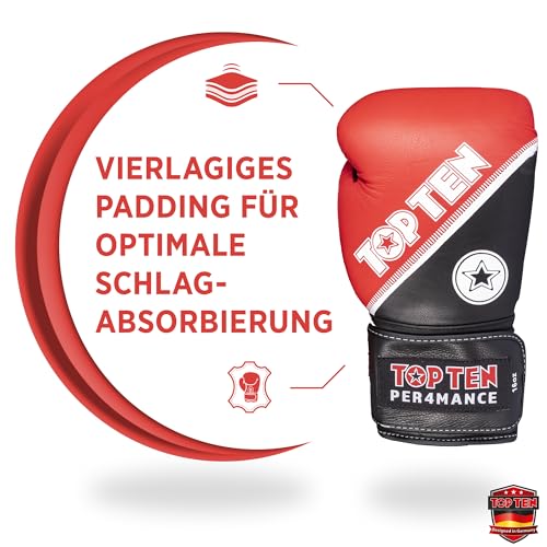 TOP TEN Boxhandschuhe 4select aus Leder | Echtleder Gloves| 10 – 16 oz