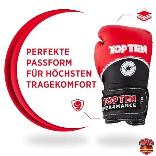 TOP TEN Boxhandschuhe Männer & Frauen 4select – Professionelle Kunstleder-Box Handschuhe Männer | Innovative 4-Schicht IMF-Polsterung für maximalen Schutz & Dämpfung