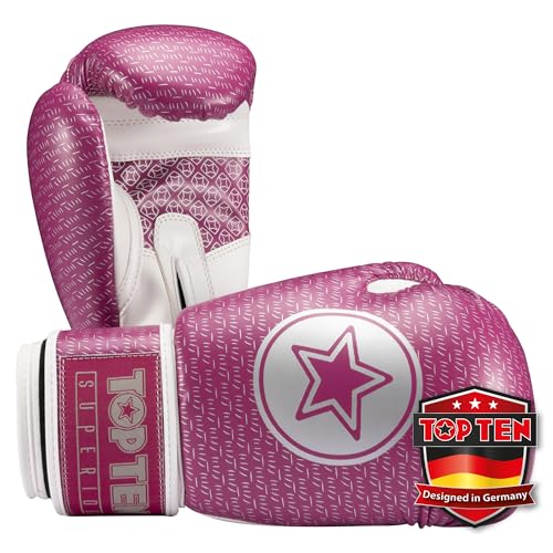 TOP TEN Boxhandschuhe Superior - Ideal für Kinder, Jugendliche & Erwachsene - Stylische Profi-Optik & Maximaler Schutz - PPS-Dämpfung für kleine Hände – 10oz 12 oz