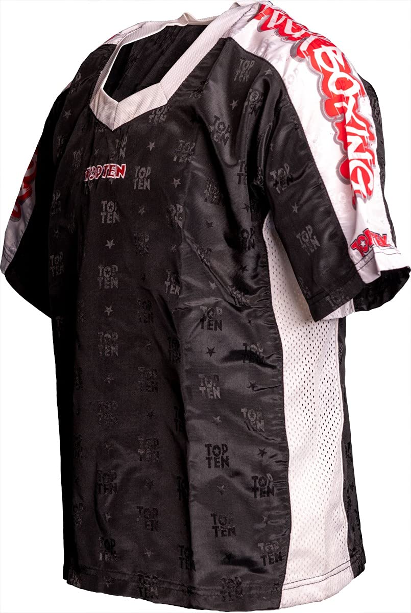 TOP TEN T-Shirt mit V-Ausschnitt zum Kickboxen „Kickboxjacke Graffiti“ - schwarz, Gr. 150