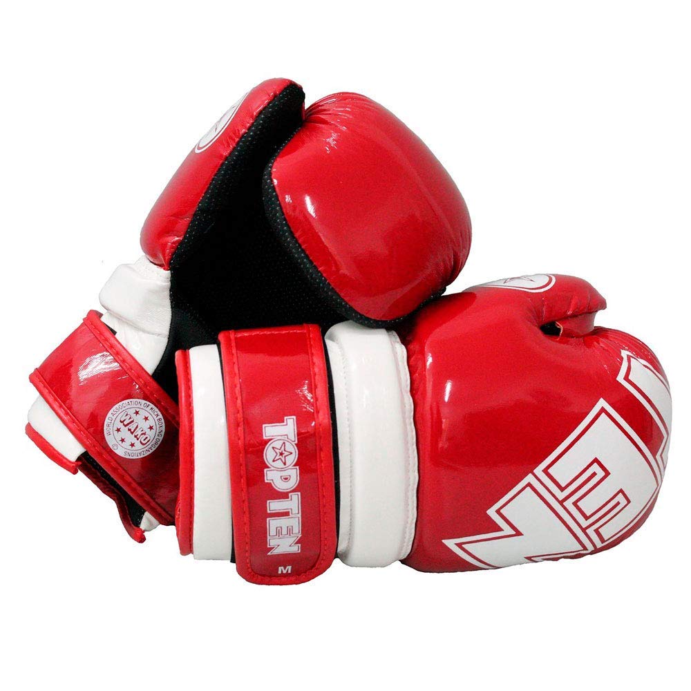 TopTen Wako Wettkampf Zugelassen Rot Glänzend Point Sparring Groß
