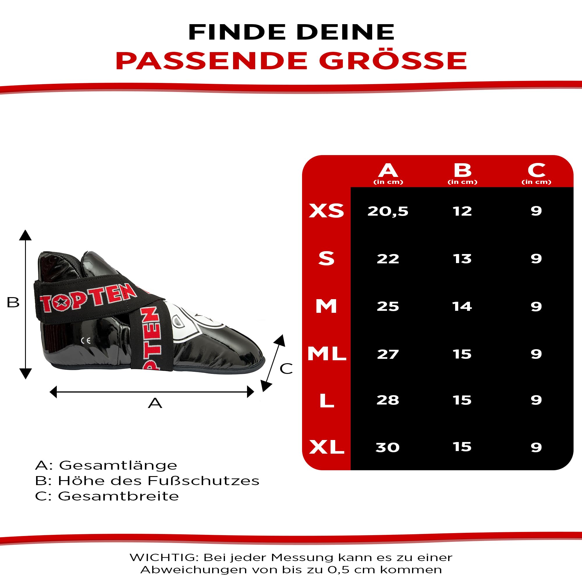 TOP TEN Fußschutz „Superlight“ für den Wettkampf