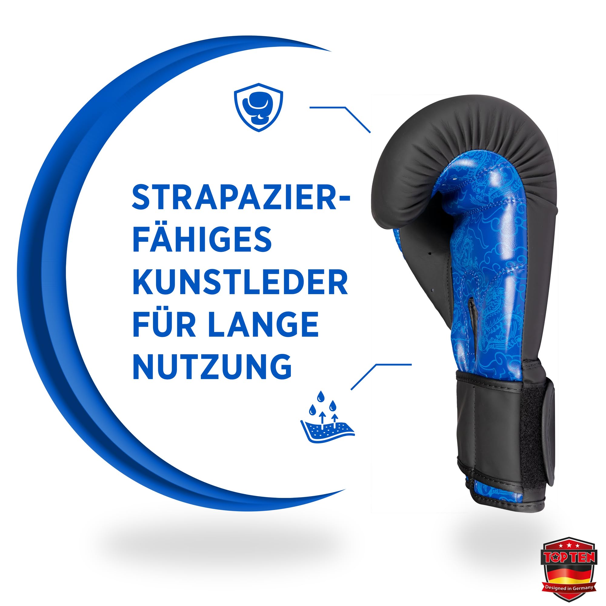 TOP TEN Boxhandschuhe Männer & Frauen Dragon – Hochwertige Box-Handschuhe für Training & Sparring, MLP-Mehrschichtpolsterung & Daumenschutz, strapazierfähiges Kunstleder, 10oz, 12oz, 14oz, 16 oz