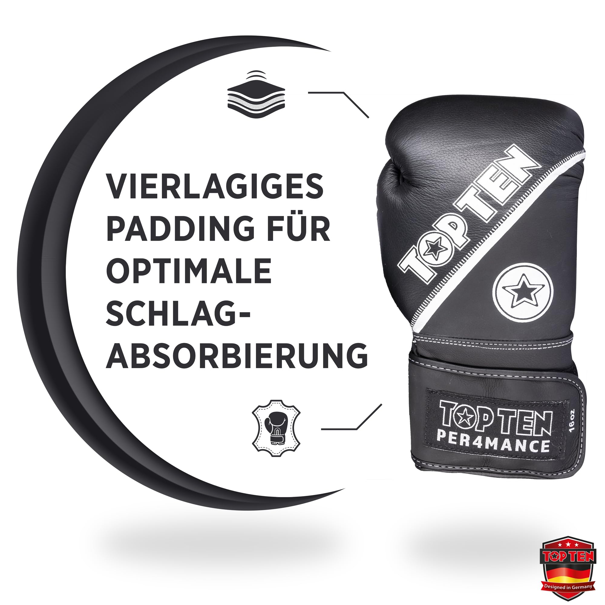 TOP TEN Boxhandschuhe 4select aus Leder | Echtleder Gloves| 10 – 16 oz