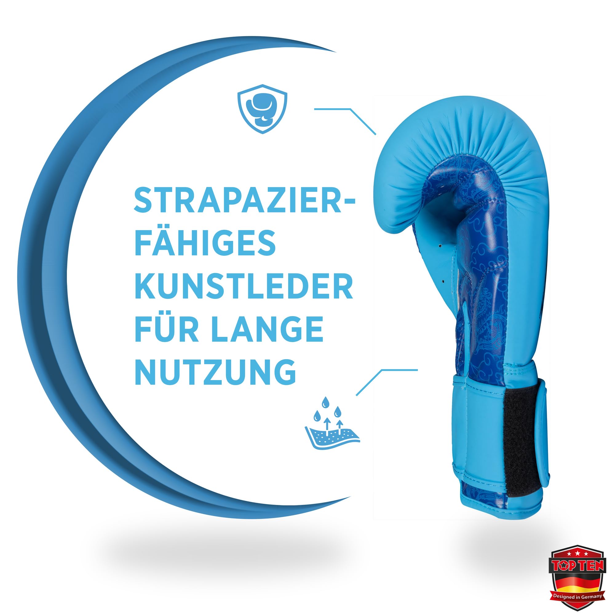 TOP TEN Boxhandschuhe Männer & Frauen Dragon – Hochwertige Box-Handschuhe für Training & Sparring, MLP-Mehrschichtpolsterung & Daumenschutz, strapazierfähiges Kunstleder, 10oz, 12oz, 14oz, 16 oz