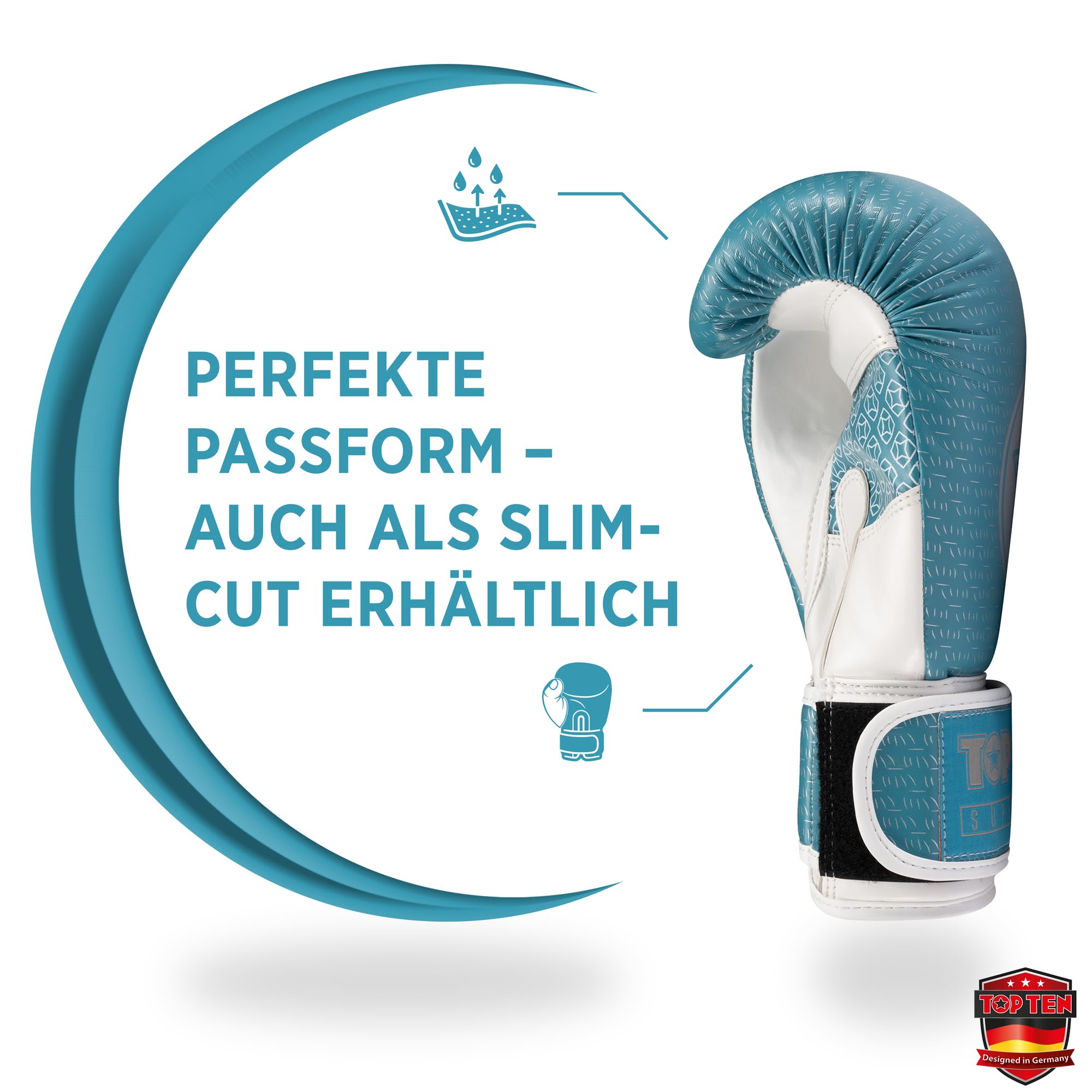 TOP TEN Boxhandschuhe Superior - Ideal für Kinder, Jugendliche & Erwachsene - Stylische Profi-Optik & Maximaler Schutz - PPS-Dämpfung für kleine Hände – 10oz 12 oz