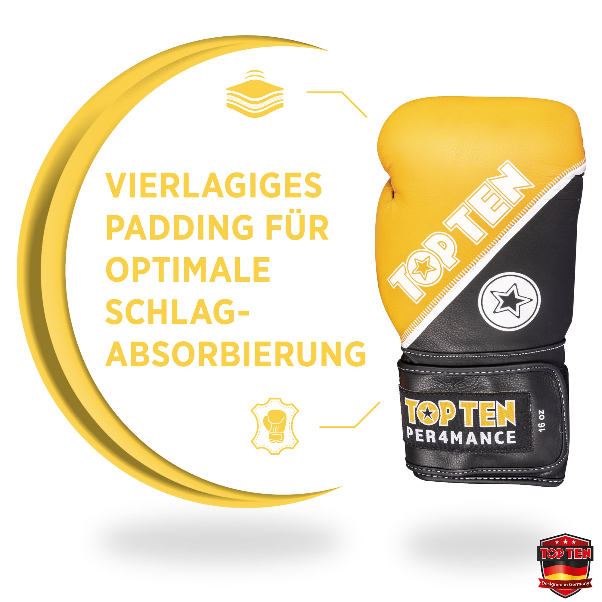 TOP TEN Boxhandschuhe 4select aus Leder | Echtleder Gloves| 10 – 16 oz