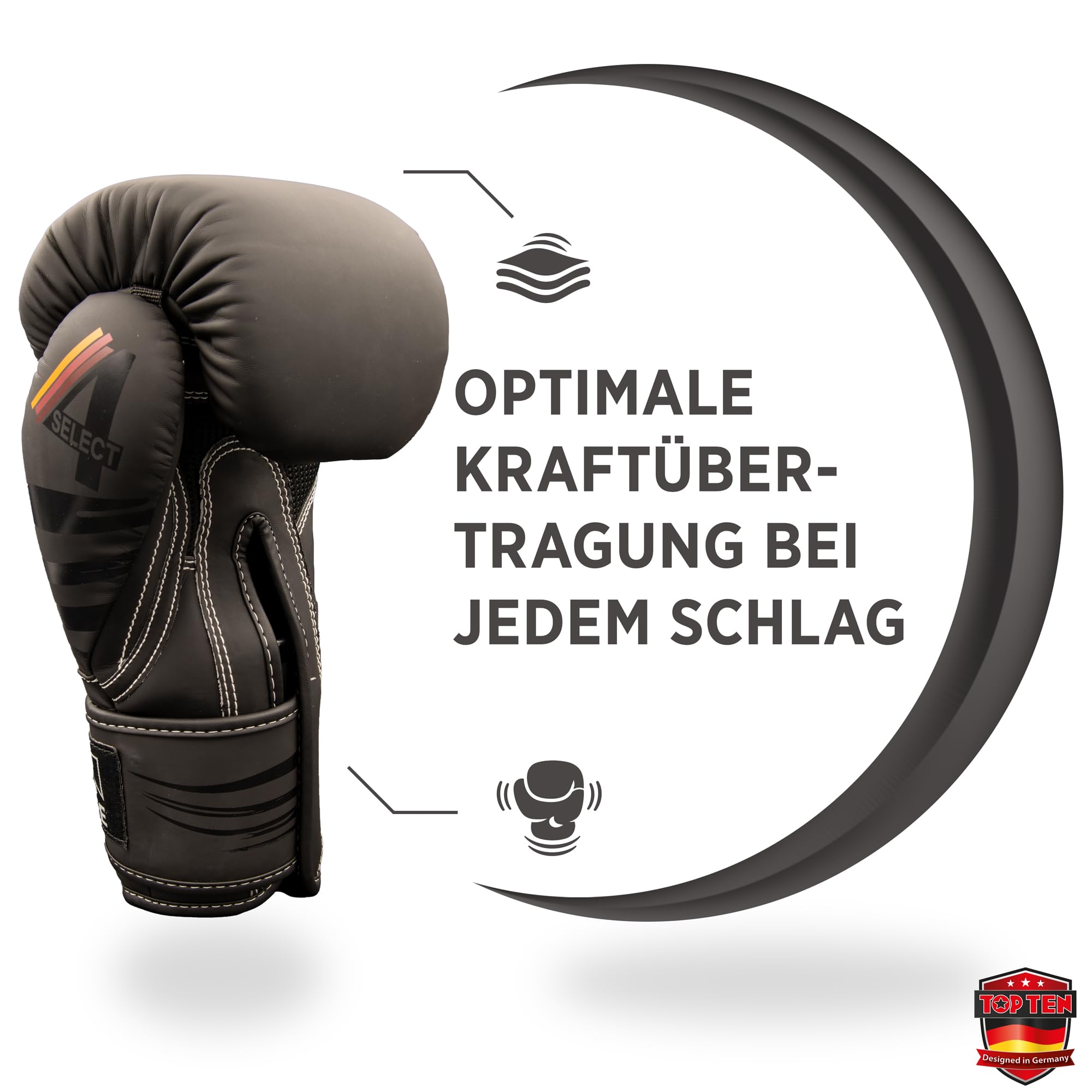 TOP TEN Boxhandschuhe Männer & Frauen 4select – Professionelle Kunstleder-Box Handschuhe Männer | Innovative 4-Schicht IMF-Polsterung für maximalen Schutz & Dämpfung